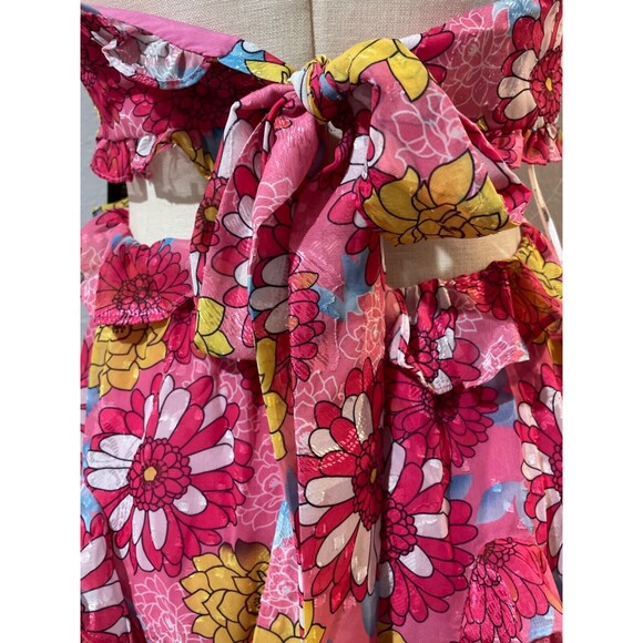 ELLIATT Women’s Themes Dress size S NWT Ruffle Floral Mini Halter Neck Tie Back - Picture 10 of 12